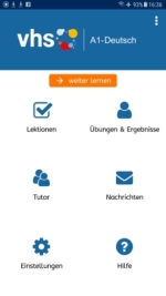 Startbildschirm der App "A1-Deutschkurs"